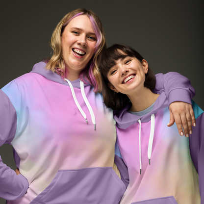 Purple Gradient Hoodie with Non-Binary Pride Wings – Inclusive Fit, Eco-Friendly Cotton Blend