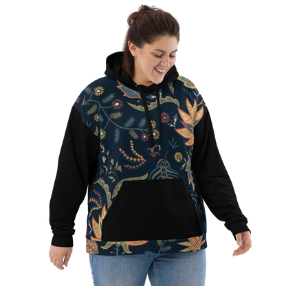 Blue Floral Hoodie with “He” Statement – Soft &amp; Empowering | Comfortable Fit