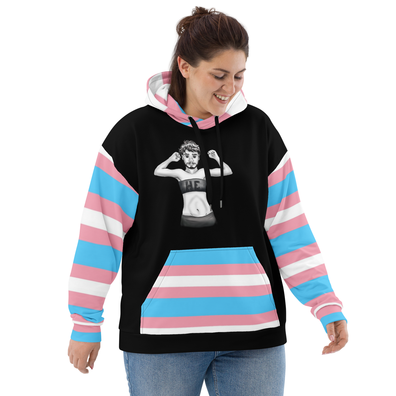 Transgender Pride Flag Hoodie – Light Blue, Pink and White Statement Piece