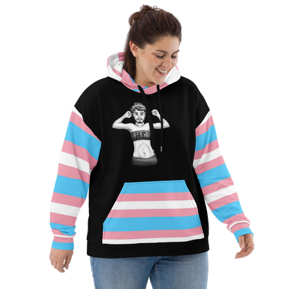 Transgender Pride Flag Hoodie – Light Blue, Pink and White Statement Piece