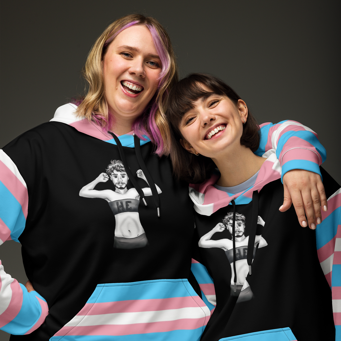 Transgender Pride Flag Hoodie – Light Blue, Pink and White Statement Piece