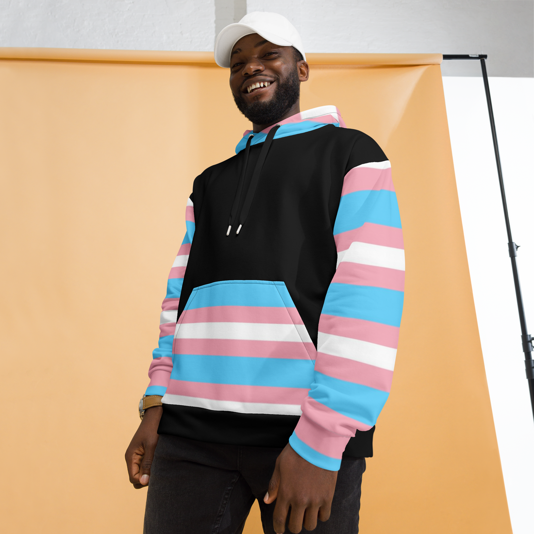 Transgender Pride Flag Hoodie – Light Blue, Pink and White | Inclusive and Comfortable