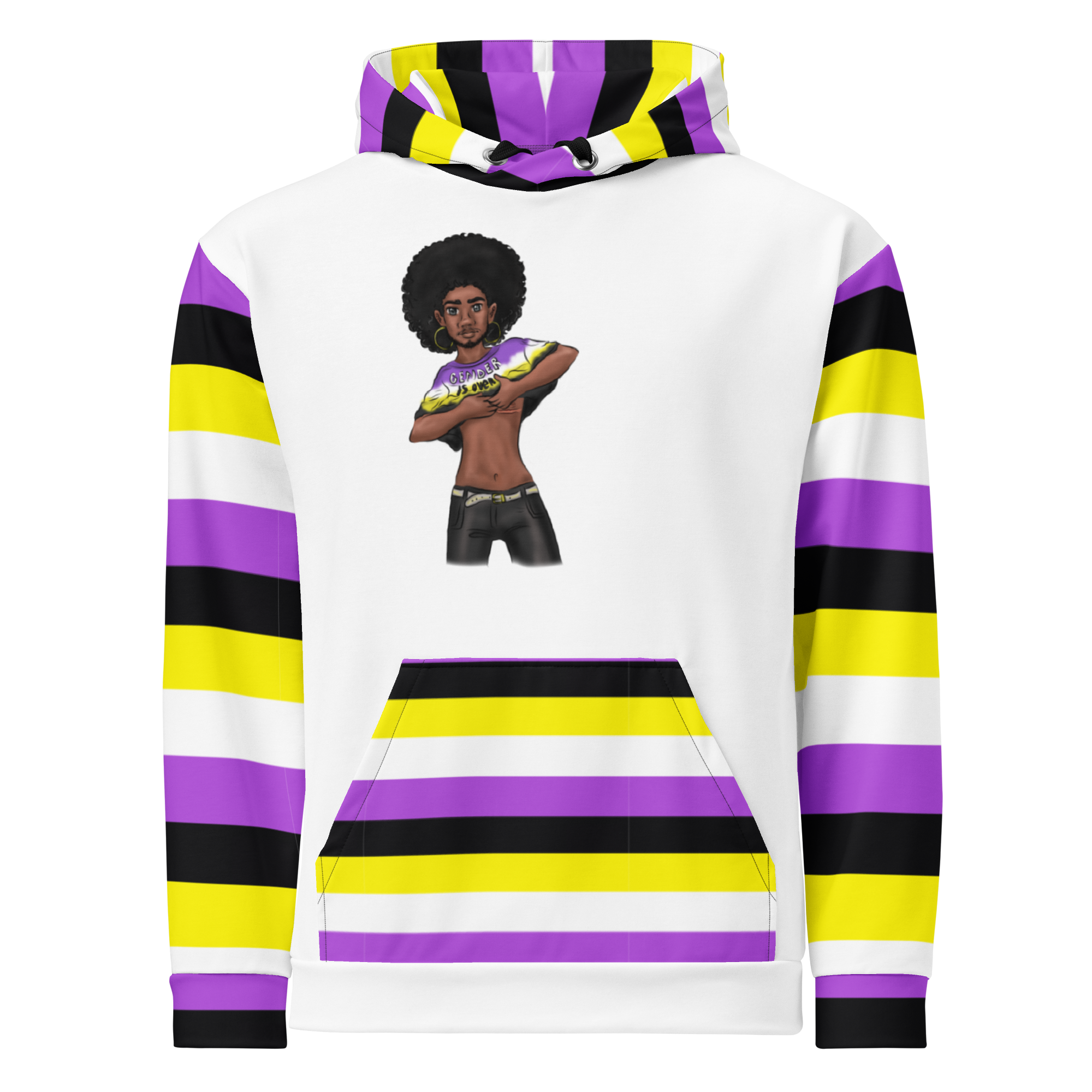 Non-Binary “Gender Is Over” Hoodie – Black and Yellow | Bold, Inclusive &amp; Comfortable