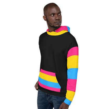 VOCE LINDX Pansexual Flag Hoodie – 95 % Recycled Polyester &amp; 5 % Spandex, Brushed Fleece, Flag Design