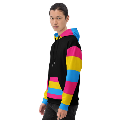 VOCE LINDX Pansexual Flag Hoodie – 95 % Recycled Polyester &amp; 5 % Spandex, Brushed Fleece, Flag Design