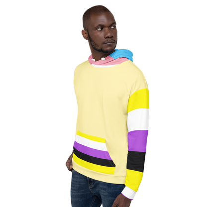 Trans + Non-Binary Flag Hoodie – Inclusive Pride Fashion | Comfortable &amp; Gender-Free Statement Wear
