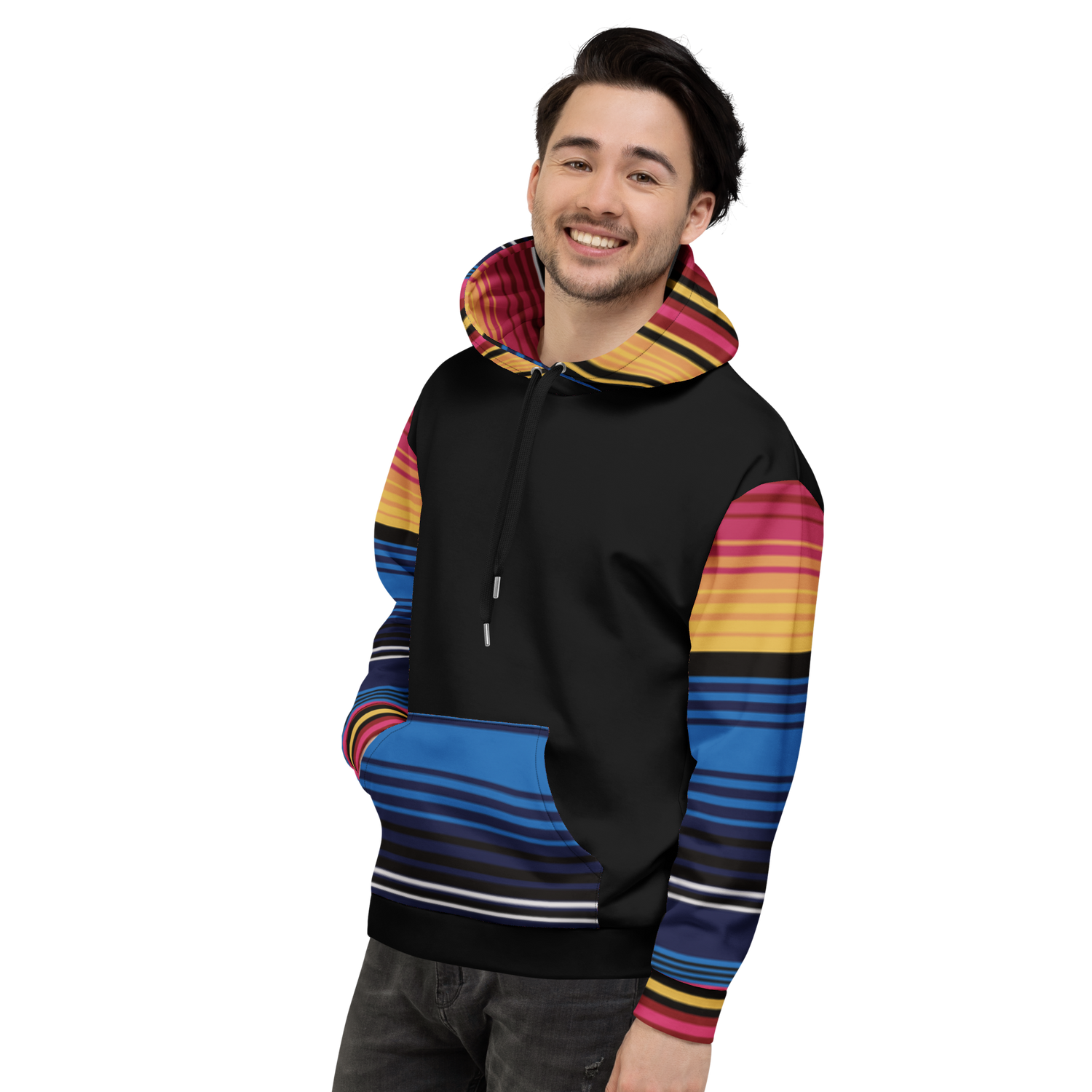 Colour Stripe Hoodie – Bold Style with Black Contrast