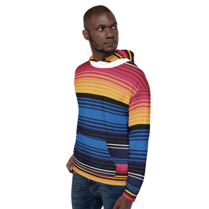 Coloured Stripe Hoodie – Vibrant Band Print | Relaxed Cotton-Blend Sweatshirt