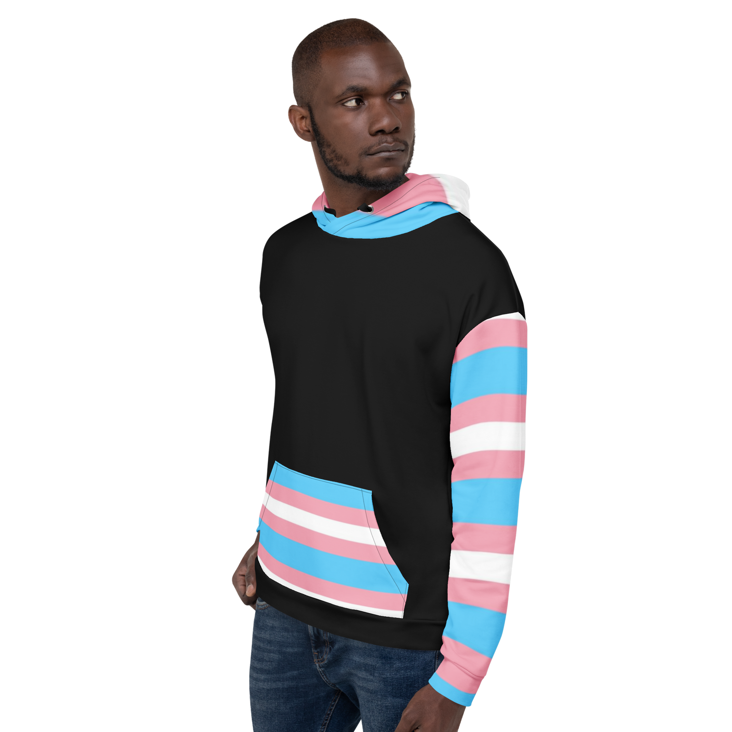 Transgender Pride Flag Hoodie – Light Blue, Pink and White | Inclusive and Comfortable