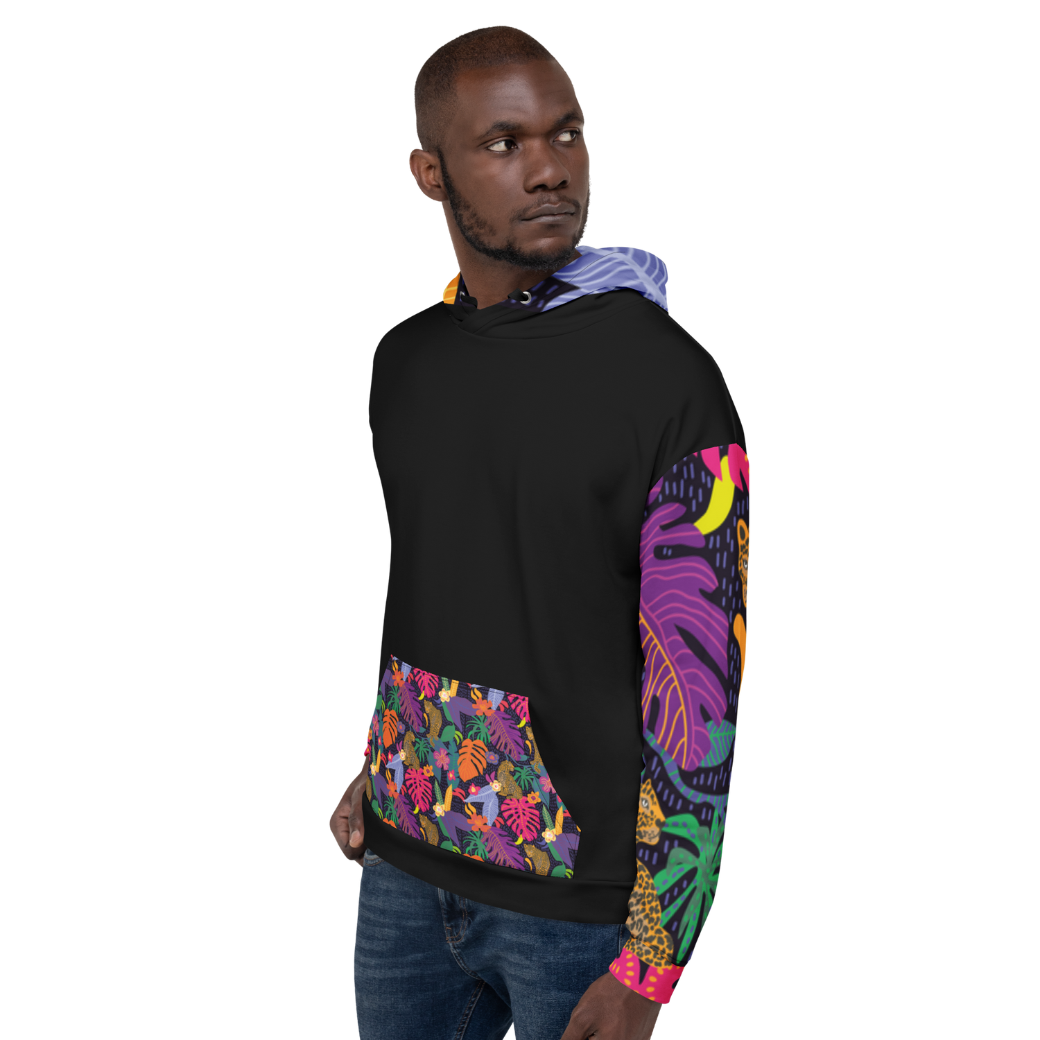 Floral Jaguar Hoodie – Colourful Print with Botanical Motifs | Bold &amp; Artistic Streetwear