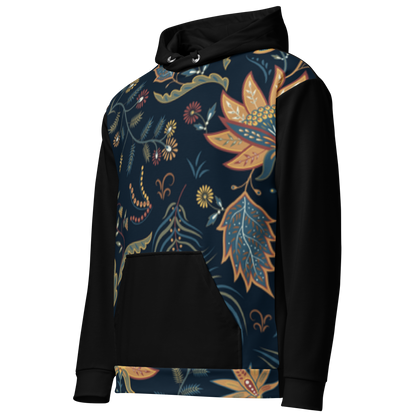 Blue Floral Hoodie with “He” Statement – Soft &amp; Empowering | Comfortable Fit