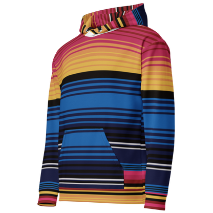 Coloured Stripe Hoodie – Vibrant Band Print | Relaxed Cotton-Blend Sweatshirt