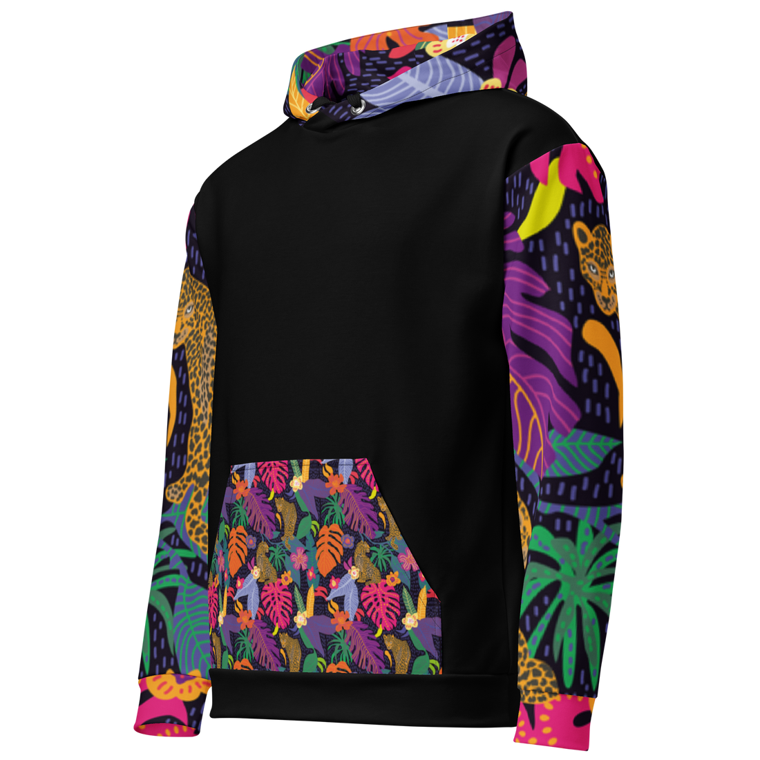 Floral Jaguar Hoodie – Colourful Print with Botanical Motifs | Bold &amp; Artistic Streetwear