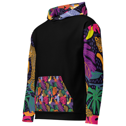 Floral Jaguar Hoodie – Colourful Print with Botanical Motifs | Bold &amp; Artistic Streetwear