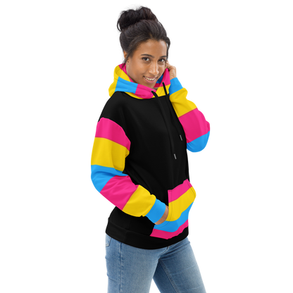 VOCE LINDX Pansexual Flag Hoodie – 95 % Recycled Polyester &amp; 5 % Spandex, Brushed Fleece, Flag Design