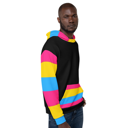 VOCE LINDX Pansexual Flag Hoodie – 95 % Recycled Polyester &amp; 5 % Spandex, Brushed Fleece, Flag Design