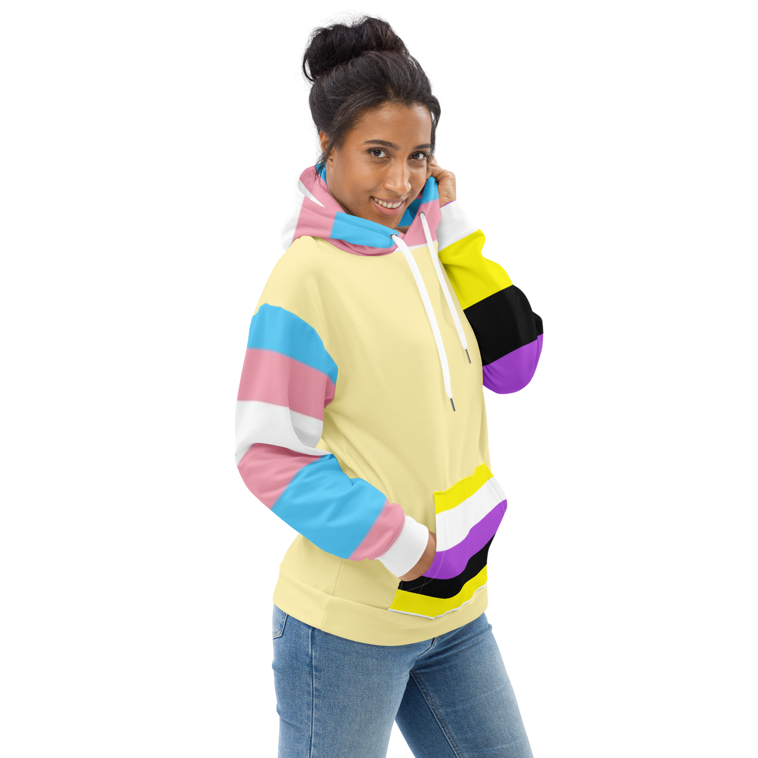 Trans + Non-Binary Flag Hoodie – Inclusive Pride Fashion | Comfortable &amp; Gender-Free Statement Wear