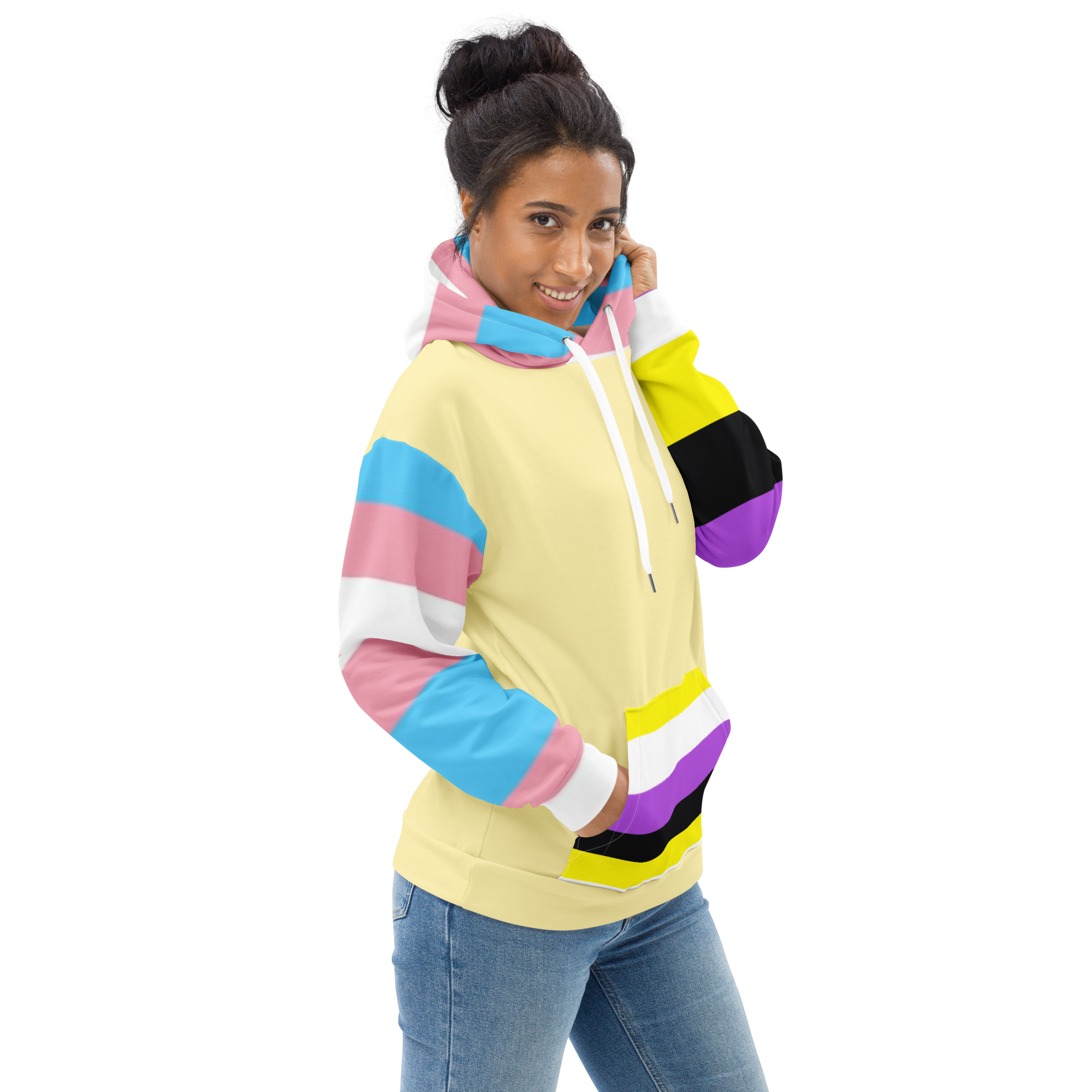 Trans + Non-Binary Flag Hoodie – Inclusive Pride Fashion | Comfortable &amp; Gender-Free Statement Wear