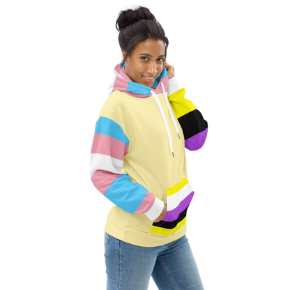 Trans + Non-Binary Flag Hoodie – Inclusive Pride Fashion | Comfortable &amp; Gender-Free Statement Wear