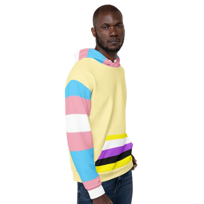 Trans + Non-Binary Flag Hoodie – Inclusive Pride Fashion | Comfortable &amp; Gender-Free Statement Wear