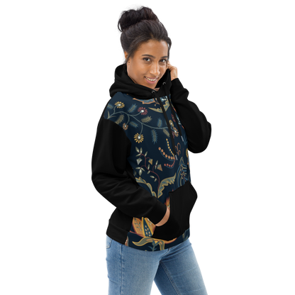 Blue Floral Hoodie with “He” Statement – Soft &amp; Empowering | Comfortable Fit