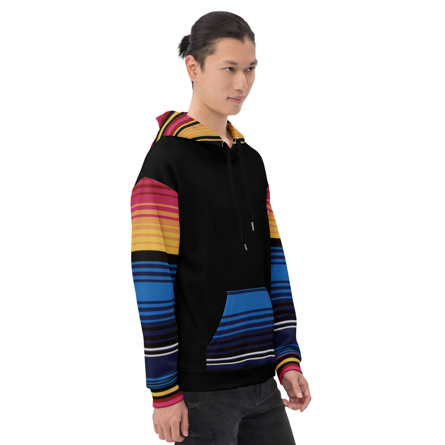 Colour Stripe Hoodie – Bold Style with Black Contrast