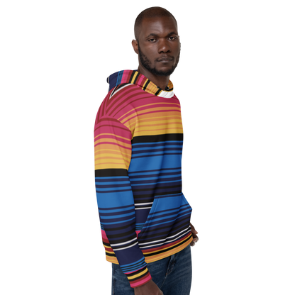 Coloured Stripe Hoodie – Vibrant Band Print | Relaxed Cotton-Blend Sweatshirt