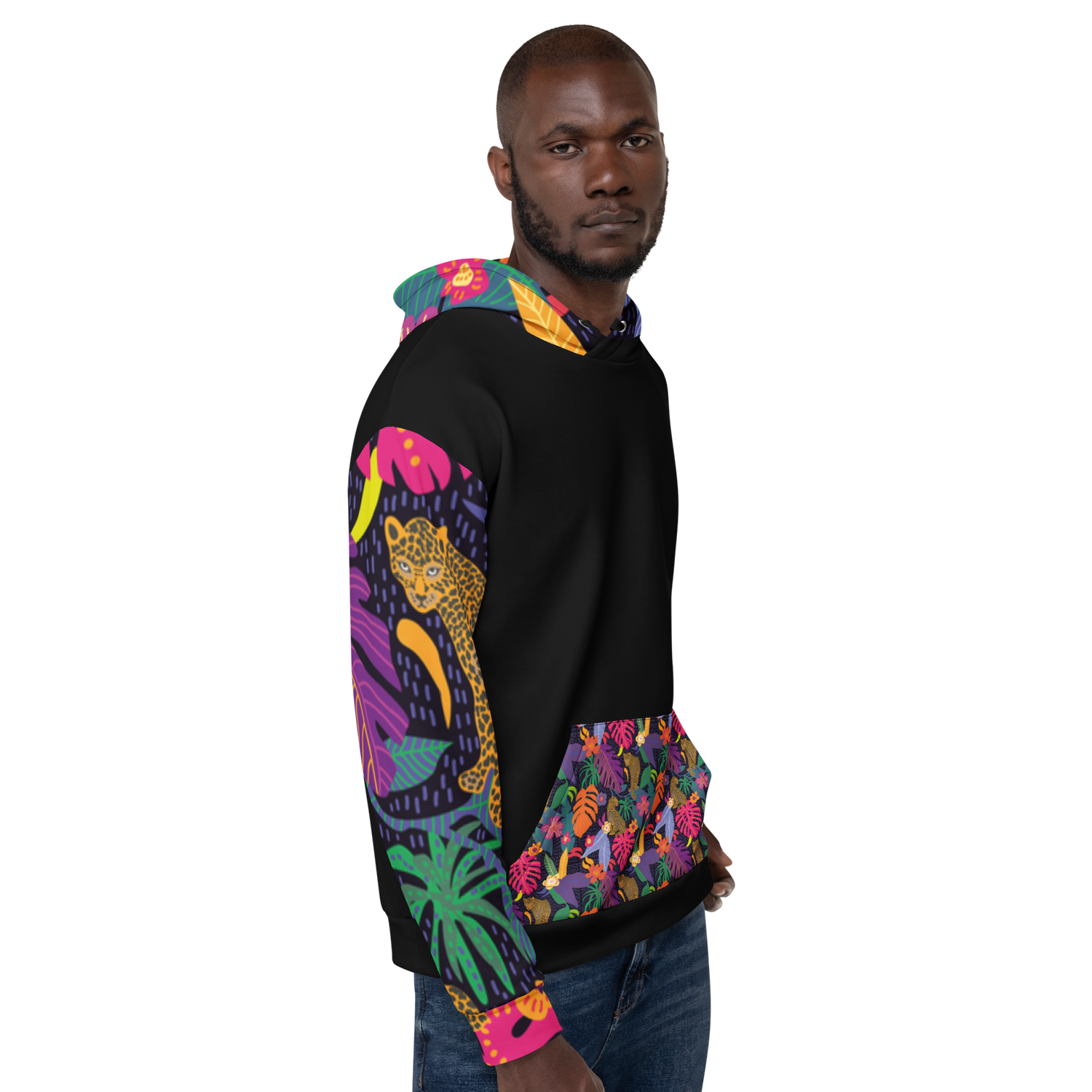 Floral Jaguar Hoodie – Colourful Print with Botanical Motifs | Bold &amp; Artistic Streetwear