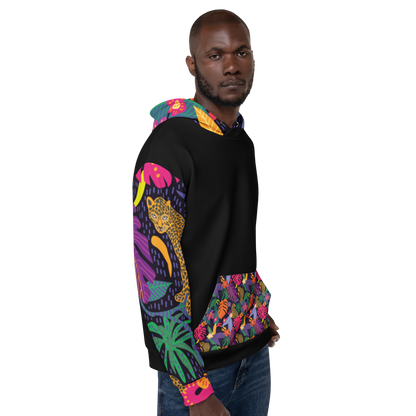 Floral Jaguar Hoodie – Colourful Print with Botanical Motifs | Bold &amp; Artistic Streetwear