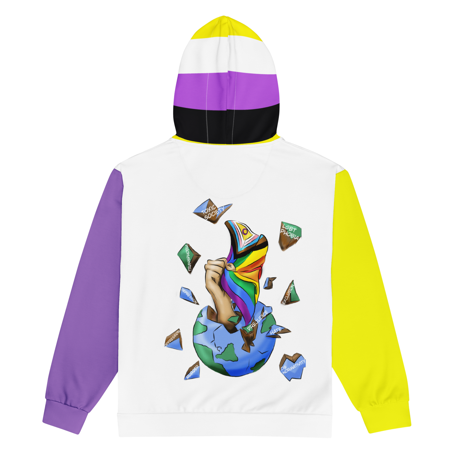 Nonbinary Pride Zip Hoodie – Soft Fleece, Metal Zip, Front Pockets, Inclusive Fit | Voce Lindx