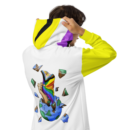 Nonbinary Pride Zip Hoodie – Soft Fleece, Metal Zip, Front Pockets, Inclusive Fit | Voce Lindx