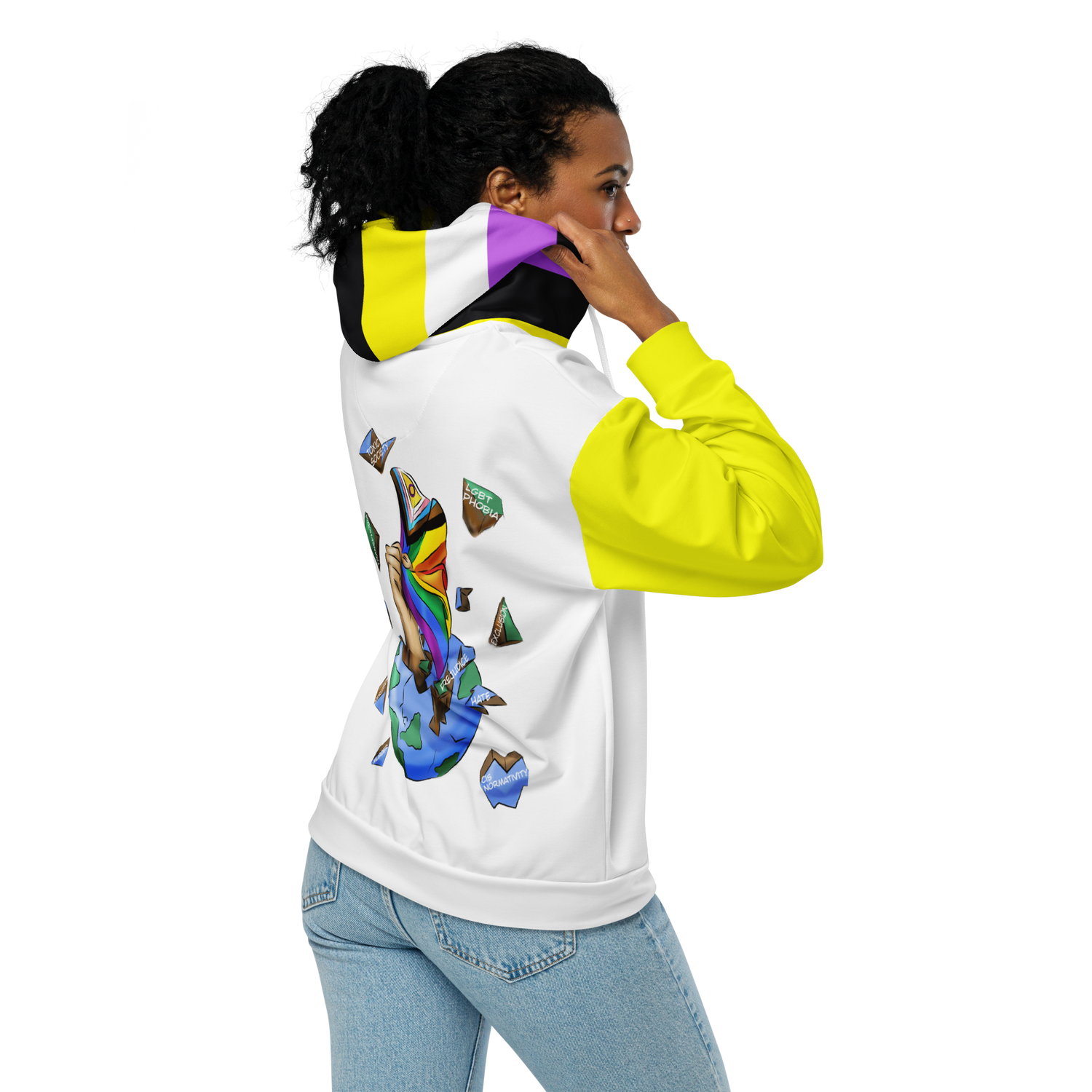 Nonbinary Pride Zip Hoodie – Soft Fleece, Metal Zip, Front Pockets, Inclusive Fit | Voce Lindx