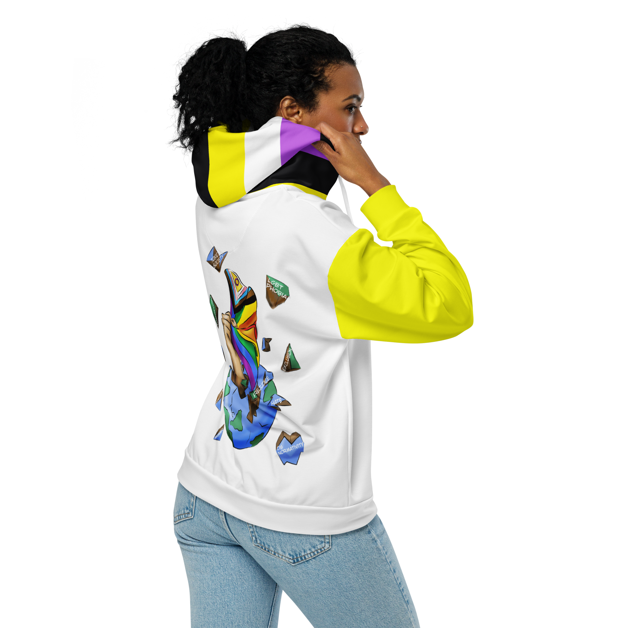 Nonbinary Pride Zip Hoodie – Soft Fleece, Metal Zip, Front Pockets, Inclusive Fit | Voce Lindx