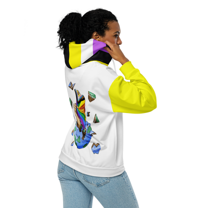 Nonbinary Pride Zip Hoodie – Soft Fleece, Metal Zip, Front Pockets, Inclusive Fit | Voce Lindx