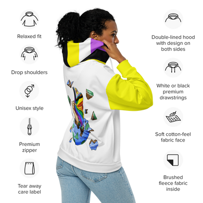 Nonbinary Pride Zip Hoodie – Soft Fleece, Metal Zip, Front Pockets, Inclusive Fit | Voce Lindx