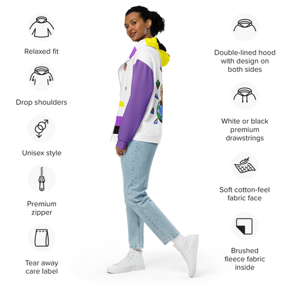 Nonbinary Pride Zip Hoodie – Soft Fleece, Metal Zip, Front Pockets, Inclusive Fit | Voce Lindx