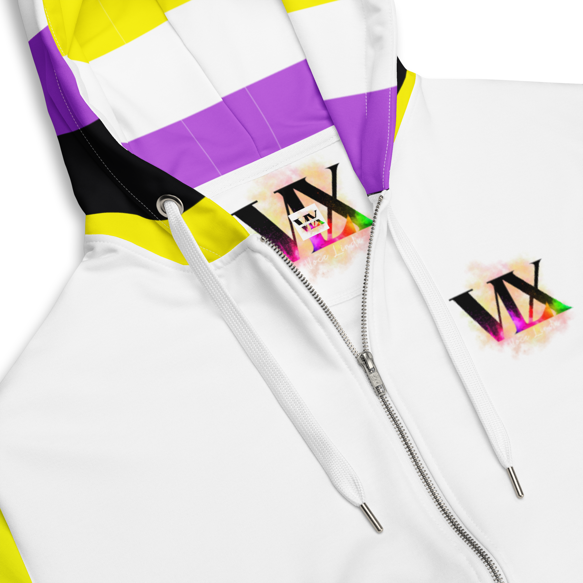Nonbinary Pride Zip Hoodie – Soft Fleece, Metal Zip, Front Pockets, Inclusive Fit | Voce Lindx