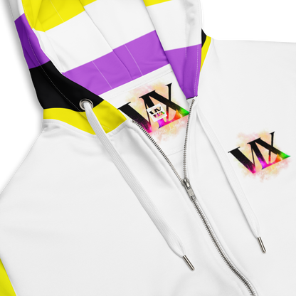 Nonbinary Pride Zip Hoodie – Soft Fleece, Metal Zip, Front Pockets, Inclusive Fit | Voce Lindx