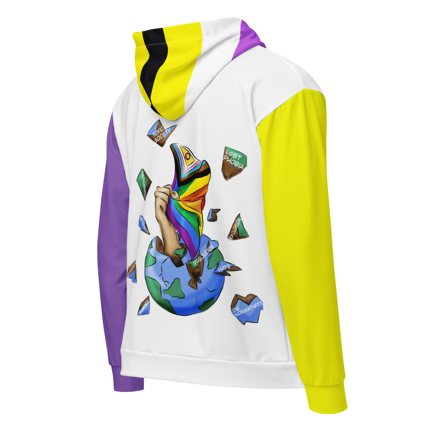Nonbinary Pride Zip Hoodie – Soft Fleece, Metal Zip, Front Pockets, Inclusive Fit | Voce Lindx