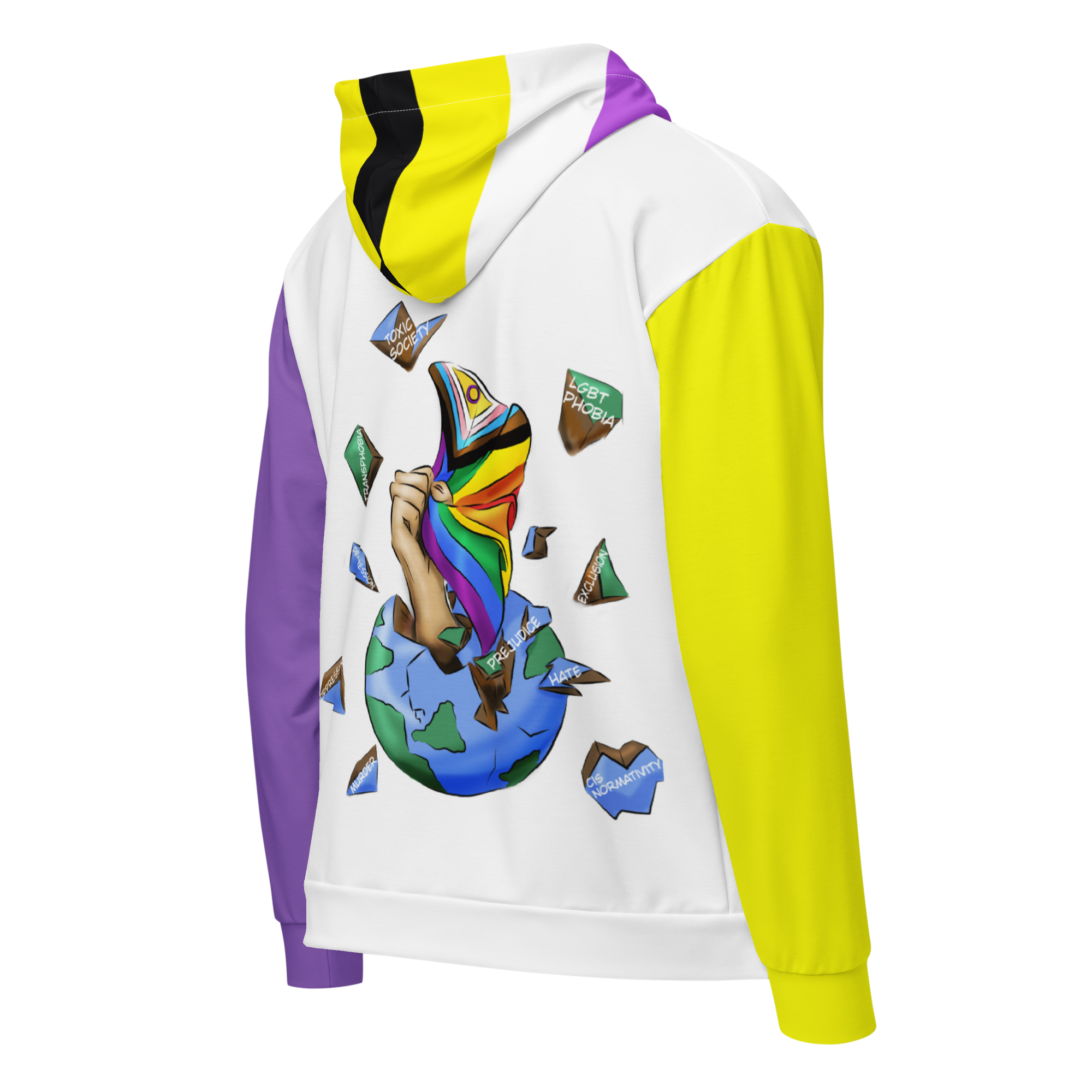 Nonbinary Pride Zip Hoodie – Soft Fleece, Metal Zip, Front Pockets, Inclusive Fit | Voce Lindx
