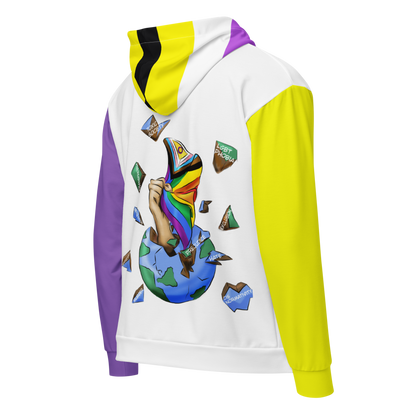Nonbinary Pride Zip Hoodie – Soft Fleece, Metal Zip, Front Pockets, Inclusive Fit | Voce Lindx