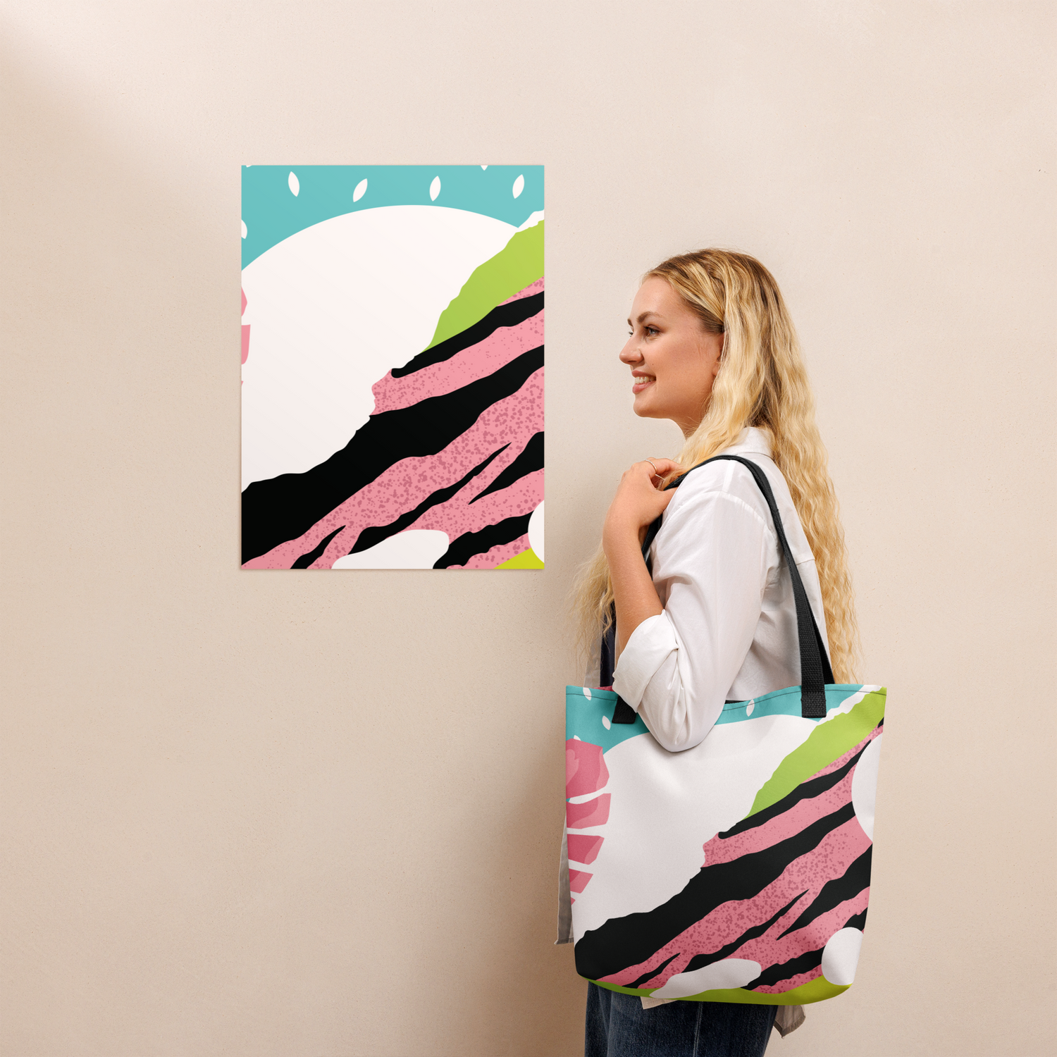 Large Abstract Floral Tote Bag – Durable, Colourful, Eco-Friendly Shoulder Bag for Everyday Use