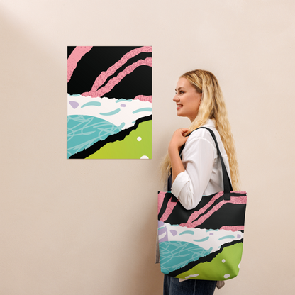 Large Abstract Floral Tote Bag – Durable, Colourful, Eco-Friendly Shoulder Bag for Everyday Use