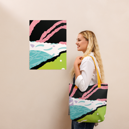 Large Abstract Floral Tote Bag – Durable, Colourful, Eco-Friendly Shoulder Bag for Everyday Use