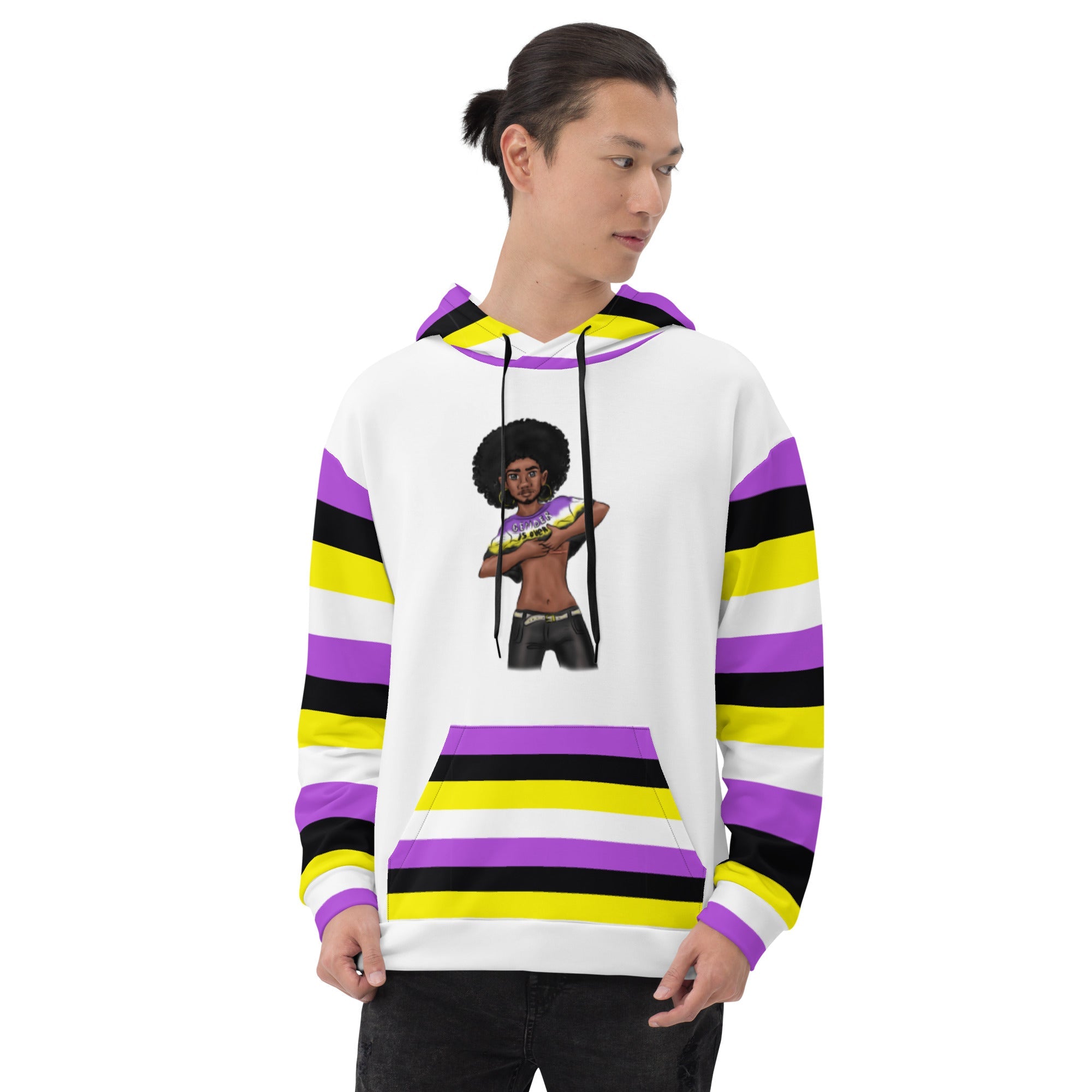 “Gender Is Over” Hoodie – Diverse Pride Flag Design | Recycled, Comfortable &amp; Inclusive Fit