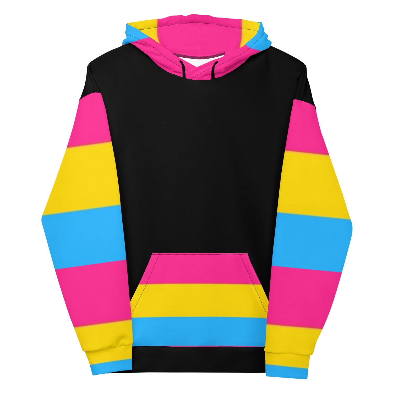 VOCE LINDX Pansexual Flag Hoodie – 95 % Recycled Polyester &amp; 5 % Spandex, Brushed Fleece, Flag Design