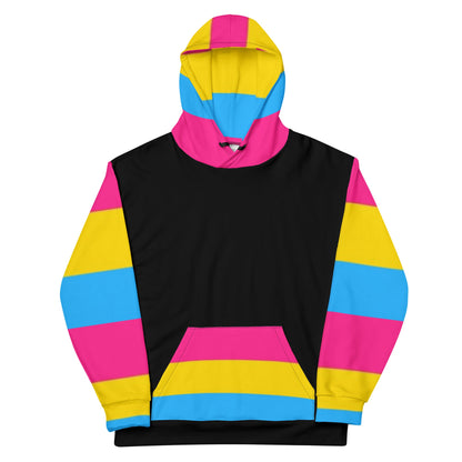 VOCE LINDX Pansexual Flag Hoodie – 95 % Recycled Polyester &amp; 5 % Spandex, Brushed Fleece, Flag Design