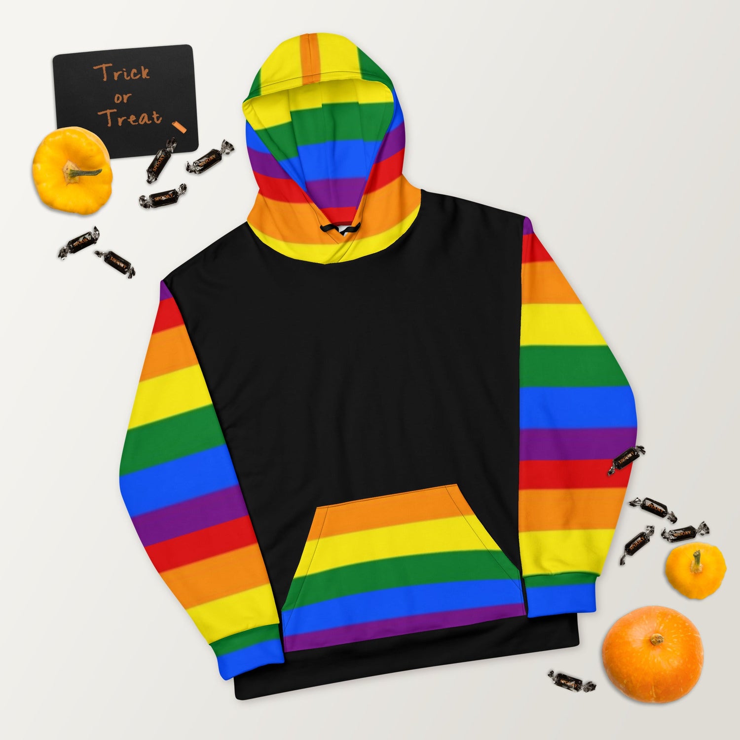 Rainbow Pride Flag Hoodie – LGBTQIA+ Statement | Colourful, Soft &amp; Eco-Conscious Fit