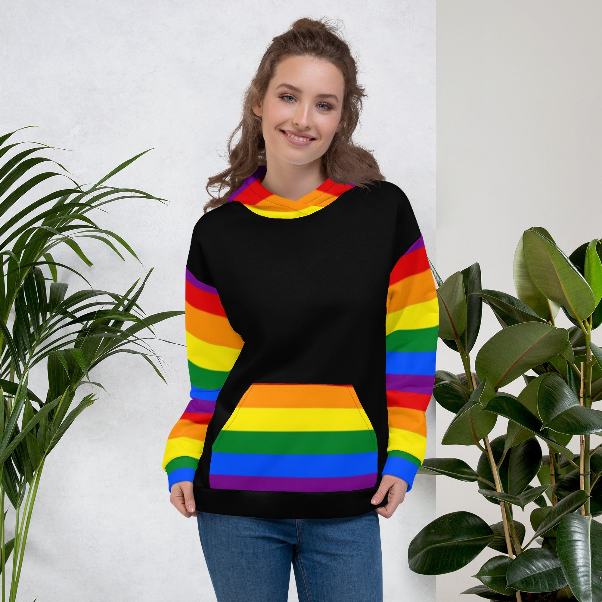 Rainbow Pride Flag Hoodie – LGBTQIA+ Statement | Colourful, Soft &amp; Eco-Conscious Fit
