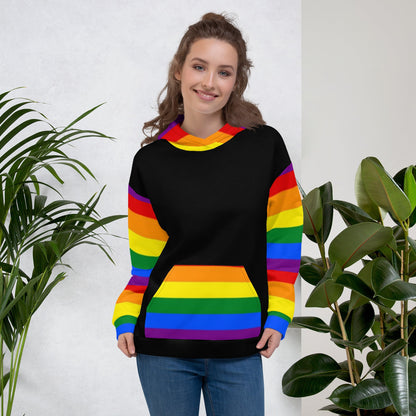 Rainbow Pride Flag Hoodie – LGBTQIA+ Statement | Colourful, Soft &amp; Eco-Conscious Fit